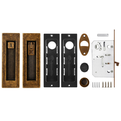 Защелка Armadillo (Армадилло) с ручками для раздвижных дверей SH.URB153.KIT011-BK (SH011 URB) АВ-7 бронза