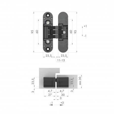 Петля Armadillo (Армадилло) скрытой установки U3D4000 BL (9540UN3D) черный