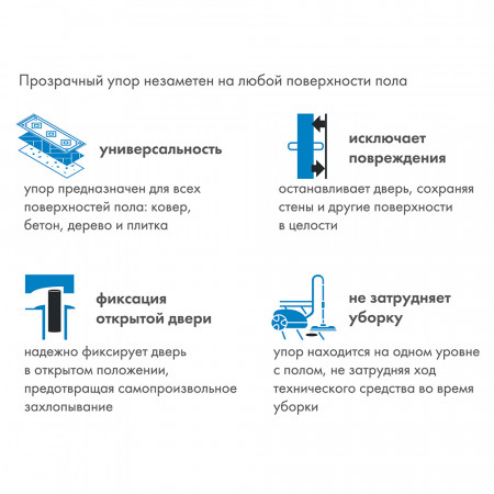 Упор Armadillo (Армадилло) дверной скрытый STELS TR Прозрачный