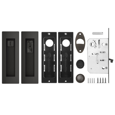 Защелка Armadillo (Армадилло) с ручками для раздвижных дверей SH.URB153.KIT011-BK (SH011 URB) BPVD-77 вороненый никель