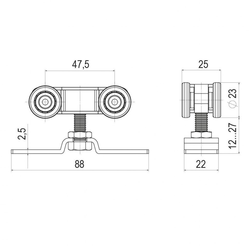 Комплект роликов Punto (Пунто) для раздвижных дверей SLD.SoftLine.SET.rollers/55-4 (Soft LINE 55/4)