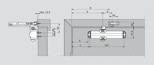 Доводчик Dorma (Дорма) дверной TS Compakt EN 2/3/4, с рычажной тягой, белый