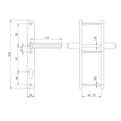 Ручка Punto (Пунто) на планке HANDLE.92.25.67-75 RAL 9016 белый