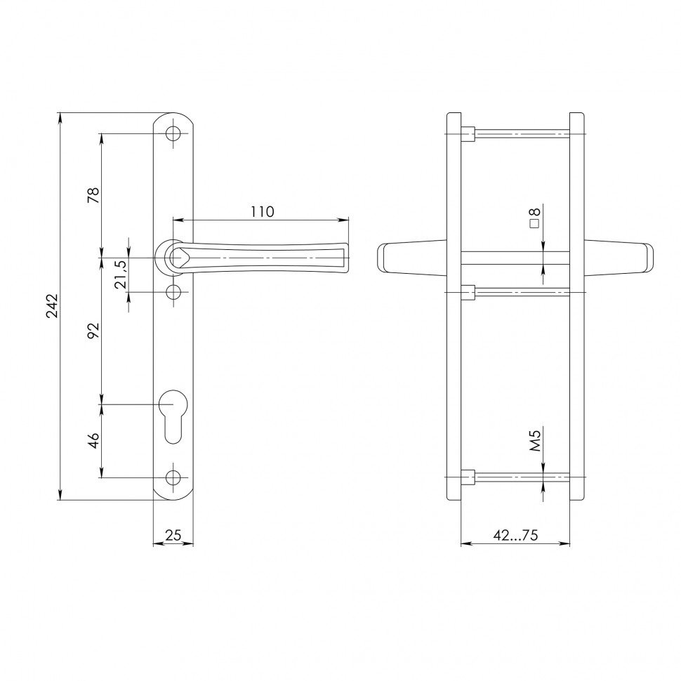 Ручка Punto (Пунто) на планке HANDLE.92.25.67-75 RAL 9016 белый