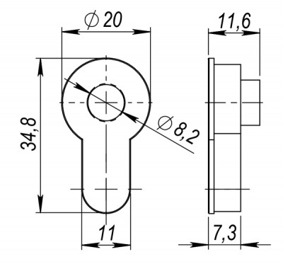 Вставка Armadillo (Армадилло) под шток ET.TANG.UNI (CYLINDER) SC-14 матовый хром