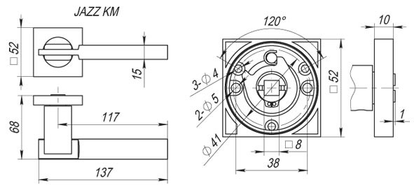 Ручка Fuaro (Фуаро) раздельная K.KM52.JAZZ (JAZZ KM) SN/CP-3 матовый никель/хром