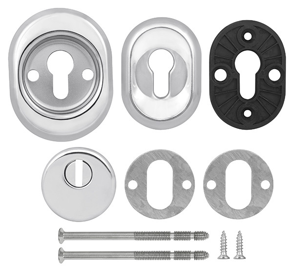 Броненакладка Fuaro (Фуаро) DEF.CRE/OV-set.9726 (DEF 9726) M6x90 врезная с чашкой CP-8 хром