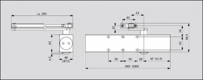 Дверной Dorma (Дорма) доводчик TS 83 EN 3-6 BC, без складного рычага, серый