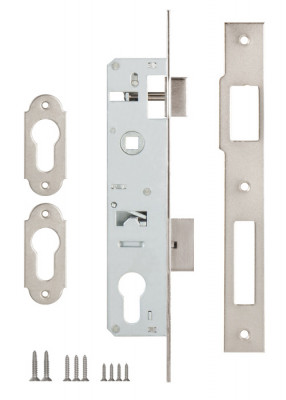 Корпус Kale kilit (Кале килит) узкопрофильного замка с защёлкой 153 (25 mm) w/b (никель)