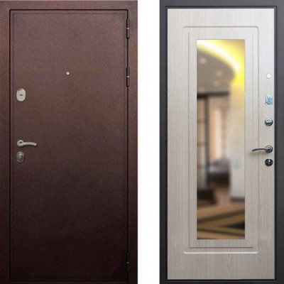 Дверь РЕКС 5 Зеркало Беленый дуб