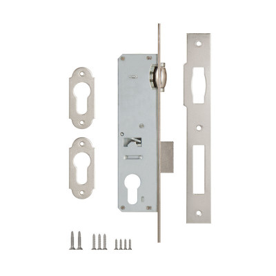 Корпус Kale kilit (Кале килит) узкопрофильного замка с роликовой защёлкой 155 (25 mm) w/b (никель)