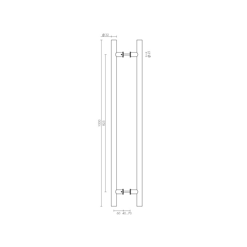 Ручка-скоба Fuaro (Фуаро) PULL.PH25/825.22 INOX 304 (PH-22-25/825-INOX)