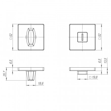 Ручка Fuaro (Фуаро) поворотная BK6.K.SL52 (BK6 SL) GR-23 графит