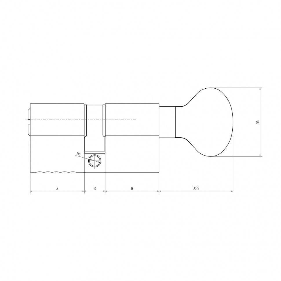 Цилиндровый механизм Kale kilit (Кале килит) с вертушкой 164 BM/100 (45+10+45) mm никель 5 кл.