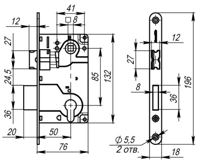 Корпус Armadillo (Армадилло) врезного замка c защёлкой METLH25-50 Box (LH 25-50) GP золото