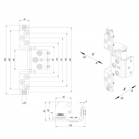 Петля Fuaro (Фуаро) скрытой установки HH-120 (hide hinge) до 120 кг (на 2 петли)