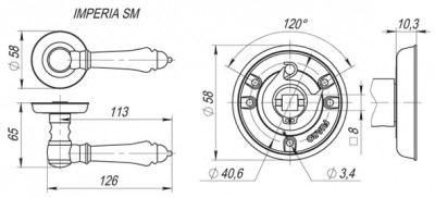 Ручка Fuaro (Фуаро) раздельная R.SM58.IMPERIA (IMPERIA SM) MAB-6 темная бронза