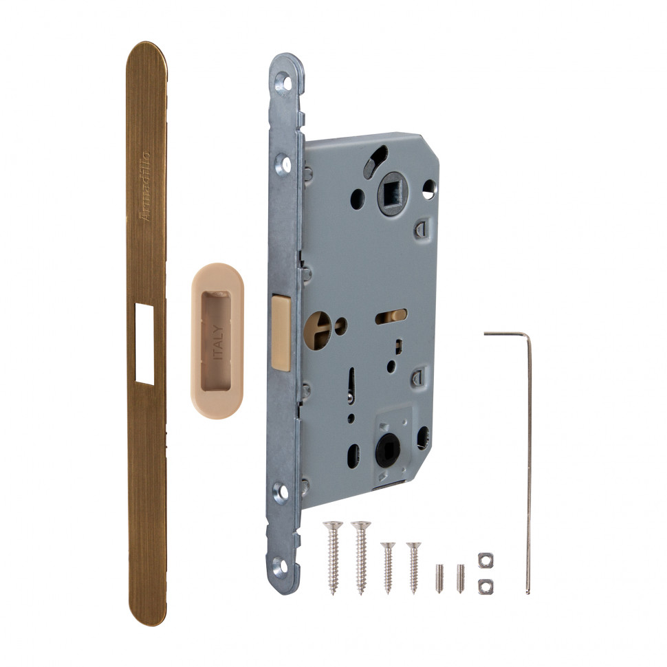 Магнитная Armadillo (Армадилло) защелка WC с ответной планкой GRAVITY.PRO G01.196.50.96 AB бронза