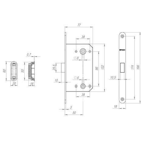 Защелка Fuaro (Фуаро) врезная магнитная MAGNM96WC-50/BL INOX SSC-16 сатин. хром (блистер)